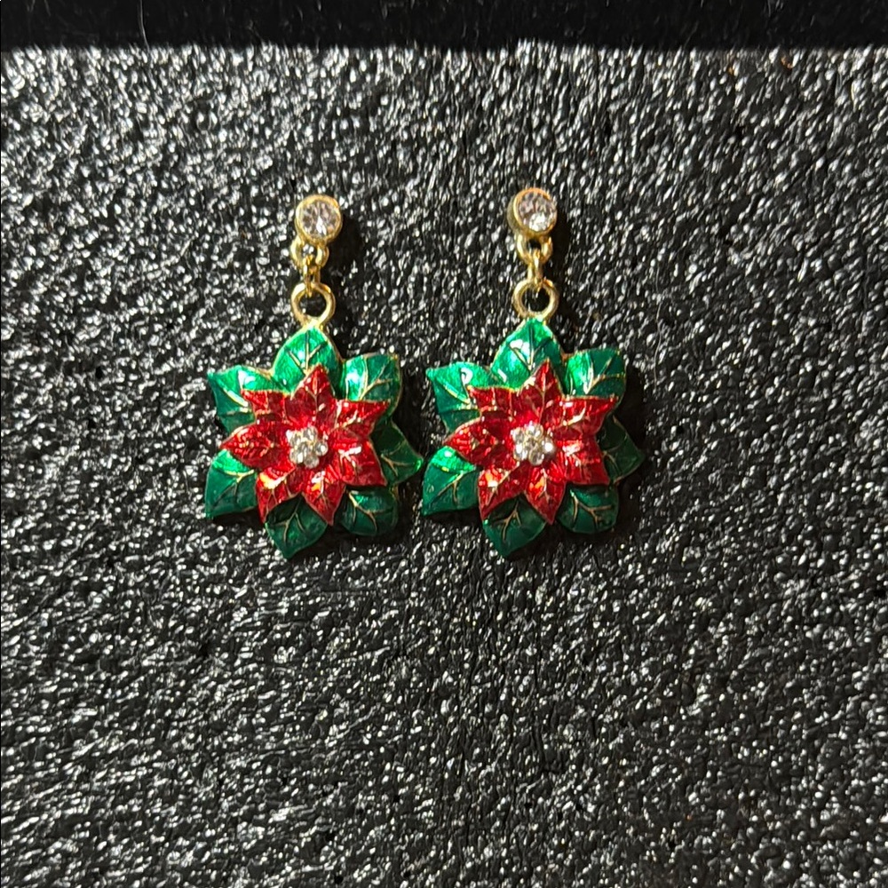 Poinsettia Christmas Earrings